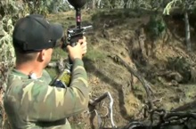 James Leary shooting Herbicide Ballistic Technology pellets at miconia